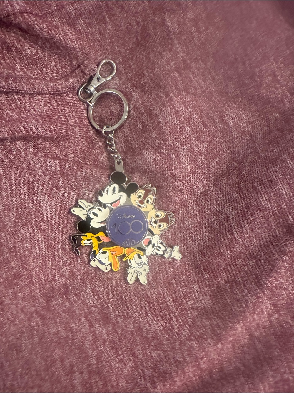 Disney purple and silver Mickey & Friends 100th Anniversary pet keychain